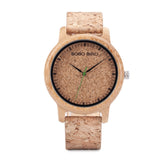 BOBO BIRD Lovers Watches Wooden Timepieces Handmade Cork Strap Bamboo Women Watch