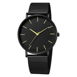 Luxury Watch Men Mesh Ultra-thin Stainless Steel Black Bracelet Wristwatches Male